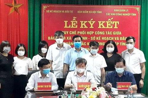 BHXH tỉnh ký kết quy chế phối hợp công tác giai đoạn 2021-2025 với Sở Kế hoạch và Đầu tư, Ban Quản lý các Khu Công nghiệp tỉnh