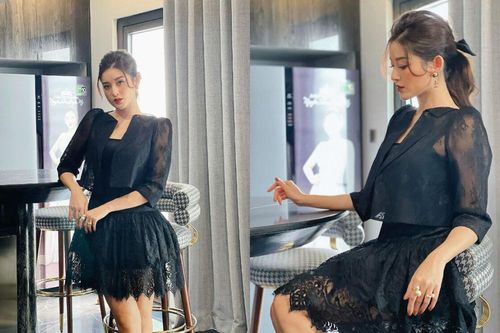 Mặc váy ren đen đẹp quyến rũ như Á hậu Huyền My