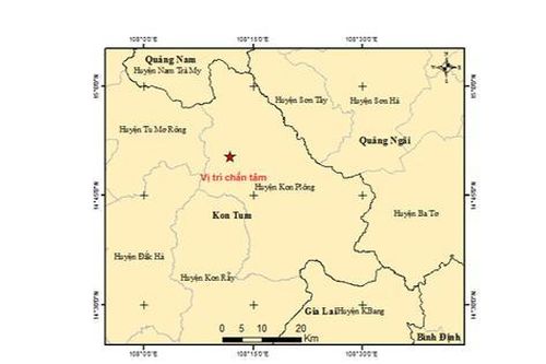 Liên tiếp xảy ra 3 trận động đất tại tỉnh Kon Tum trong 1 ngày