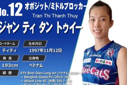 Chân dài Thanh Thúy ra mắt CLB bóng chuyền nữ PFU Bluecats (Nhật Bản) mang áo số 12