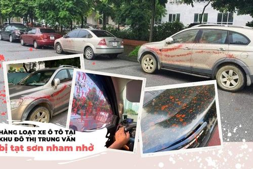 Hà Nội: Hàng loạt xe ô tô bỗng nhiên bị tạt sơn nham nhở tại khu đô thị Trung Văn