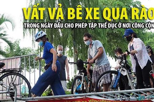 Người Hà Nội bê xe đạp 'vượt rào' tập thể dục sau hơn 2 tháng giãn cách