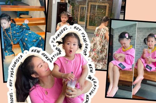 Lê Phương muốn 'tiền đình' khi con gái điệu đà, biến áo của mẹ thành đủ kiểu váy