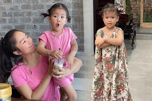 Mùa dịch khó sắm quần áo, Lê Phương hô biến đồ bộ U40 cho con gái 2 tuổi mặc