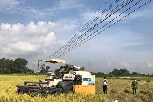Hải Dương: 2 người đàn ông tử vong bên máy gặt lúa