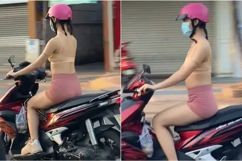 Cô gái gây tranh cãi vì mặc mát mẻ lái xe chạy bon bon trên đường