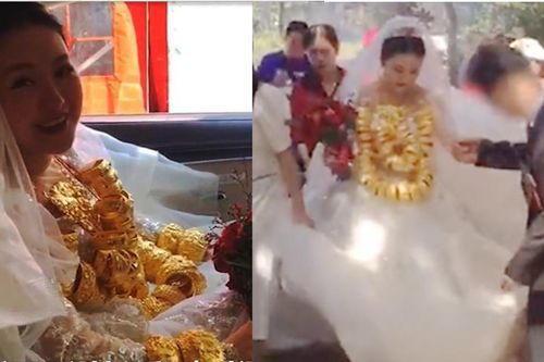 Cô dâu đeo 60 chiếc vòng vàng trong đám cưới gây xôn xao