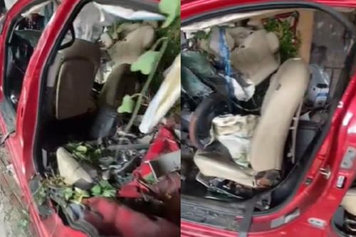 Sự thật đằng sau clip ghi lại cận cảnh chiếc xe con màu đỏ nát tươm được cho là của Youtuber Nam Ok