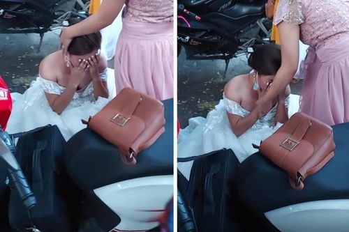 Biết tin bị lừa ngay trong đám cưới, cô dâu ôm mặt khóc nức nở giữa đường