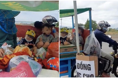 Clip cả nhà trên xe ba gác vượt gần 2000km từ Sài Gòn về Thái Bình: Sau lưng người đàn ông là cả gia đình