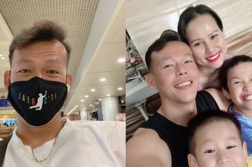 Thủ môn Tấn Trường hạnh phúc trở về nhà bên vợ con, tận hưởng ngày tháng được 'xả trại'