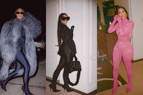 Bất chấp khen chê, Kim Kardashian liên tục mặc bodysuit o ép thân hình đồng hồ cát