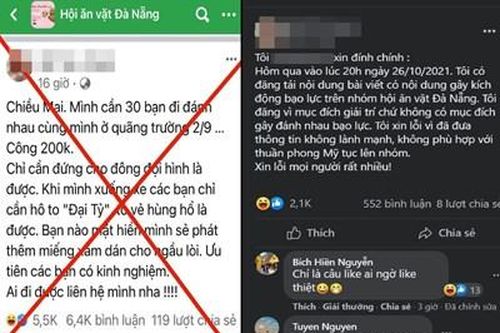 Xử lí hai cô gái đăng tin tuyển người đi đánh nhau để câu like