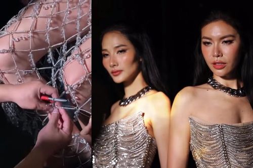 Hậu trường buổi biểu diễn dính thị phi của Minh Tú: Bị váy cứa đứt chân vẫn 'quét sạch' sàn runway