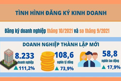 Doanh nghiệp thành lập mới tháng 10/2021 tăng cả số lượng và vốn đăng ký
