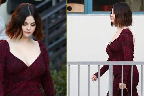 Selena Gomez phát tướng, mặc váy xẻ sâu khoe vòng một 'bốc lửa'