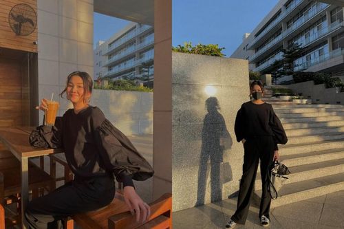 Siêu mẫu Thanh Hằng tung tăng trên phố với set đồ all black
