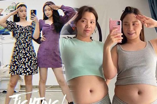 Cặp song sinh có style giấu bụng đỉnh cao