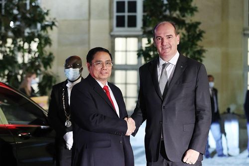 Thủ tướng Pháp Jean Castex đón, hội đàm với Thủ tướng Phạm Minh Chính