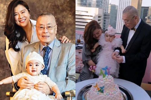 Ở tuổi 'gần đất xa trời', sao nam tóc bạc trắng vẫn mừng thôi nôi con gái