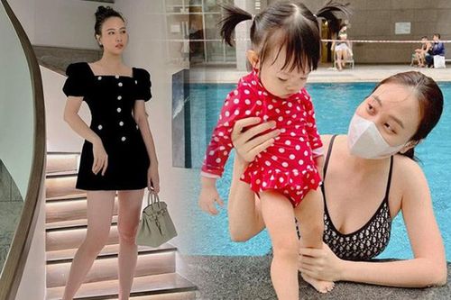 Đàm Thu Trang sau sinh 1 năm: Vòng eo chỉ 1 gang tay, chân thon nuột nà