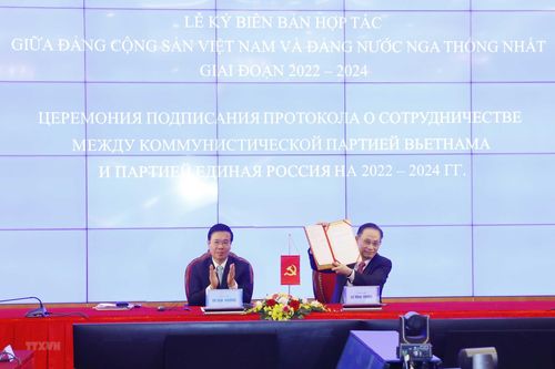 Thường trực Ban Bí thư chứng kiến Lễ ký hợp tác Đảng Việt Nam-Nga