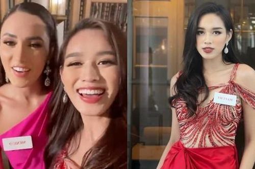Hoa hậu Đỗ Thị Hà mặc váy đỏ dự tiệc Giáng sinh, lại ghi điểm vì cho đối thủ mượn váy