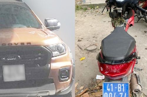 Nam thanh niên lái ôtô kéo lê xe máy của công an nửa km