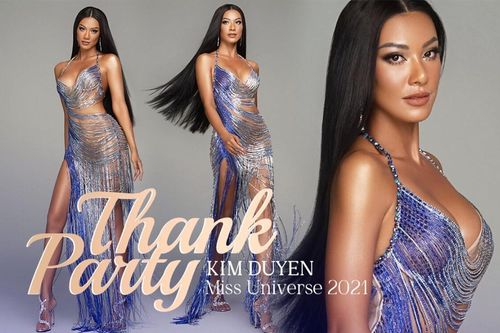 Kim Duyên 'chơi lớn' với váy không một mảnh vải, đẹp nức nở trong tiệc cảm ơn của Miss Universe 2021