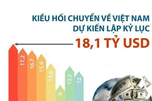Kiều hối về Việt Nam dự kiến lập kỷ lục 18,1 tỷ USD