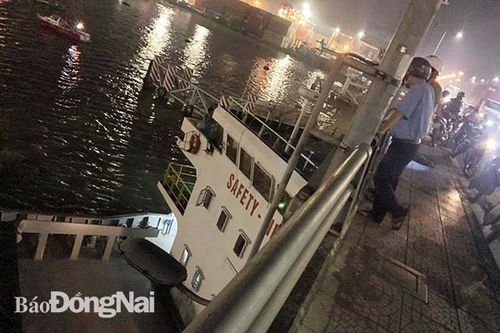 Tàu hàng trôi tự do trên sông, va chạm vào cầu Đồng Nai
