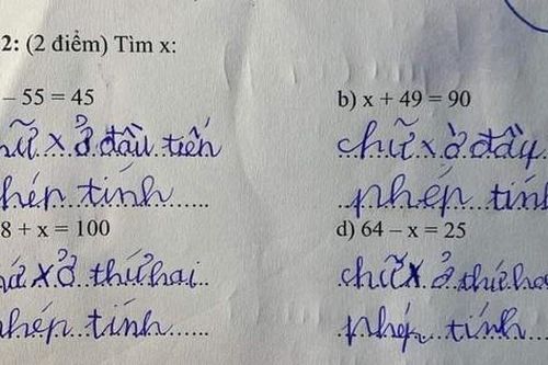 Làm bài tập Toán tìm x, học trò nhanh tay viết đáp án khiến cô giáo cũng phải chịu thua