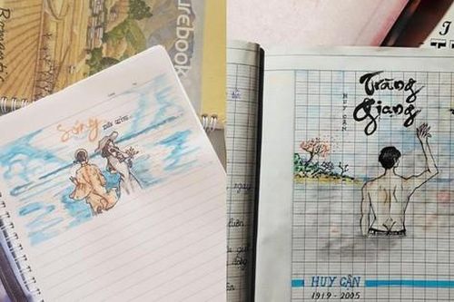 Nam sinh thể hiện sức sáng tạo đỉnh cao với loạt tranh minh họa trong vở ghi chép môn Văn