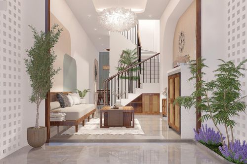 Nhà ống thiết kế không gian mở, lấy sáng từ ô thoáng