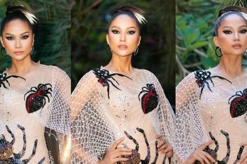 Hoa hậu H'Hen Niê hóa 'người nhện' ấn tượng, làm vedette trong show diễn trang phục dạ hội