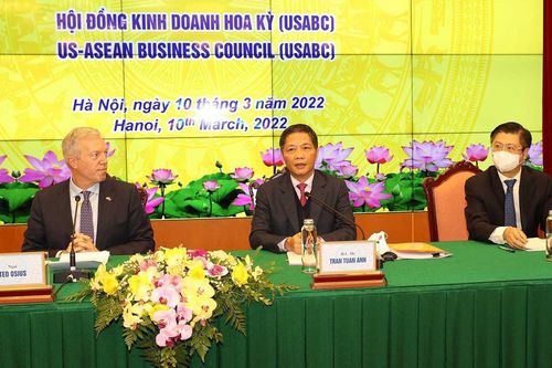 Trưởng ban Kinh tế Trung ương làm việc với đoàn Hội đồng Kinh doanh Hoa Kỳ-ASEAN