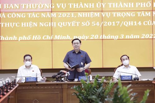 Chủ tịch Quốc hội làm việc với Ban Thường vụ Thành ủy TP Hồ Chí Minh