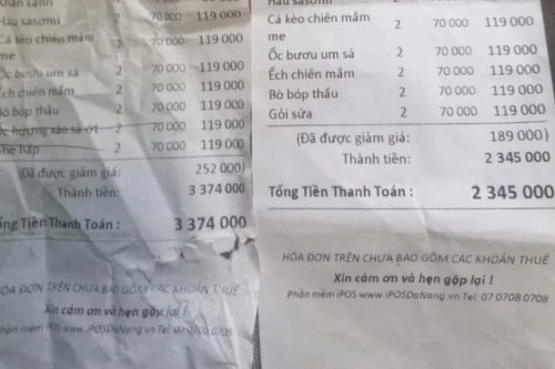Khách ăn hết 2,3 triệu nhưng bị tính thành 3,3 triệu, chủ quán hải sản ở Đà Nẵng lên tiếng giải thích