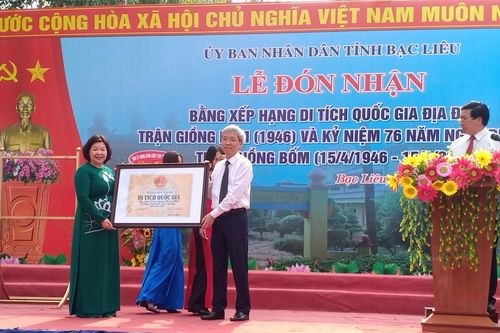 Bạc Liêu: Địa điểm trận Giồng Bốm được xếp hạng di tích quốc gia