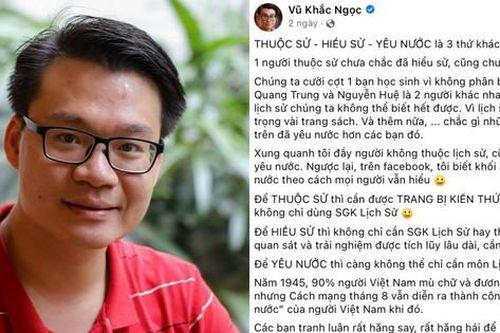 Thầy giáo Hóa học phát ngôn gây tranh cãi: 'Để yêu nước thì không thể chỉ cần môn Lịch sử'