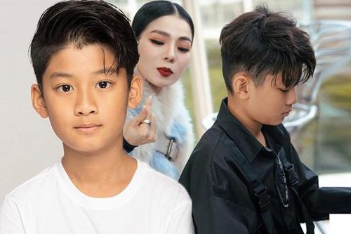Con trai Lệ Quyên 11 tuổi diện sơ mi đen đĩnh đạc