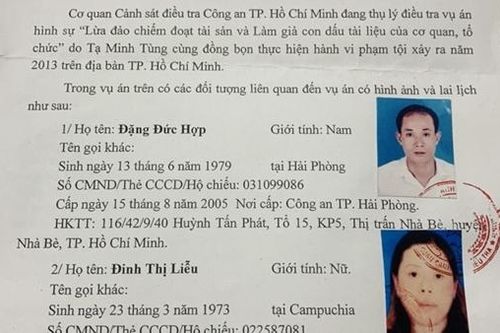 Công an TP Hồ Chí Minh tìm người liên quan đến vụ lừa đảo