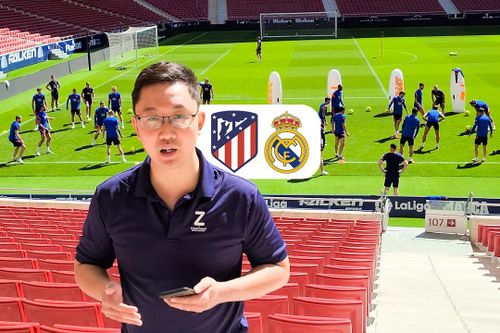 Luis Suarez thoải mái cười đùa trước trận derby Madrid
