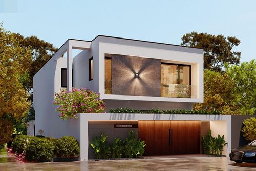 Nhà phố vuông vức, phòng tắm nhìn ra vườn với nội thất tinh tế