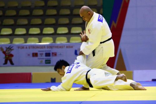 Hình ảnh khởi tranh môn Judo SEA Games 31 tại Nhà thi đấu Hoài Đức