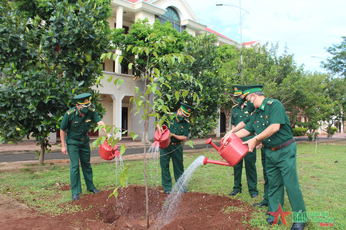Bộ đội Biên phòng tỉnh Đắk Lắk trồng 7.000 cây xanh kỷ niệm ngày sinh nhật Bác Hồ