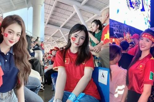 Cổ động viên nữ xinh đẹp 'tiếp lửa' trên khán đài trong trận U23 Việt Nam thắng U23 Thái Lan