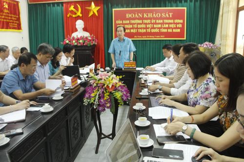 Đoàn khảo sát của Ban Thường trực UBTƯ MTTQ Việt Nam làm việc tại tỉnh Hà Nam