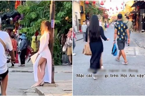 Lại xuất hiện 2 cô gái mặc áo dài... với quần đùi, tạo dáng chụp ảnh ở Hội An gây xôn xao mạng xã hội