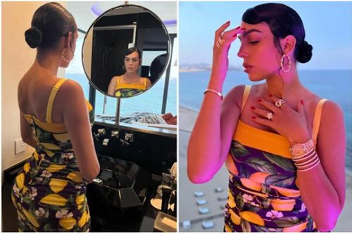 Georgina Rodriguez tuyệt đẹp trong chiếc váy màu chanh ôm sát body